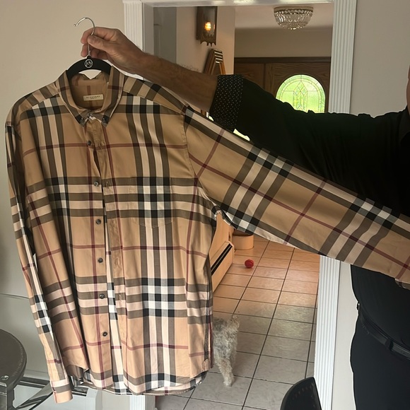 Burberry Brit Classic Tan Plaid Casual Button Down Shirt - Picture 9 of 12